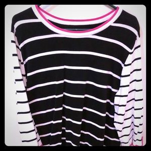 CJ Banks Black, White and Pink Sweater 2X